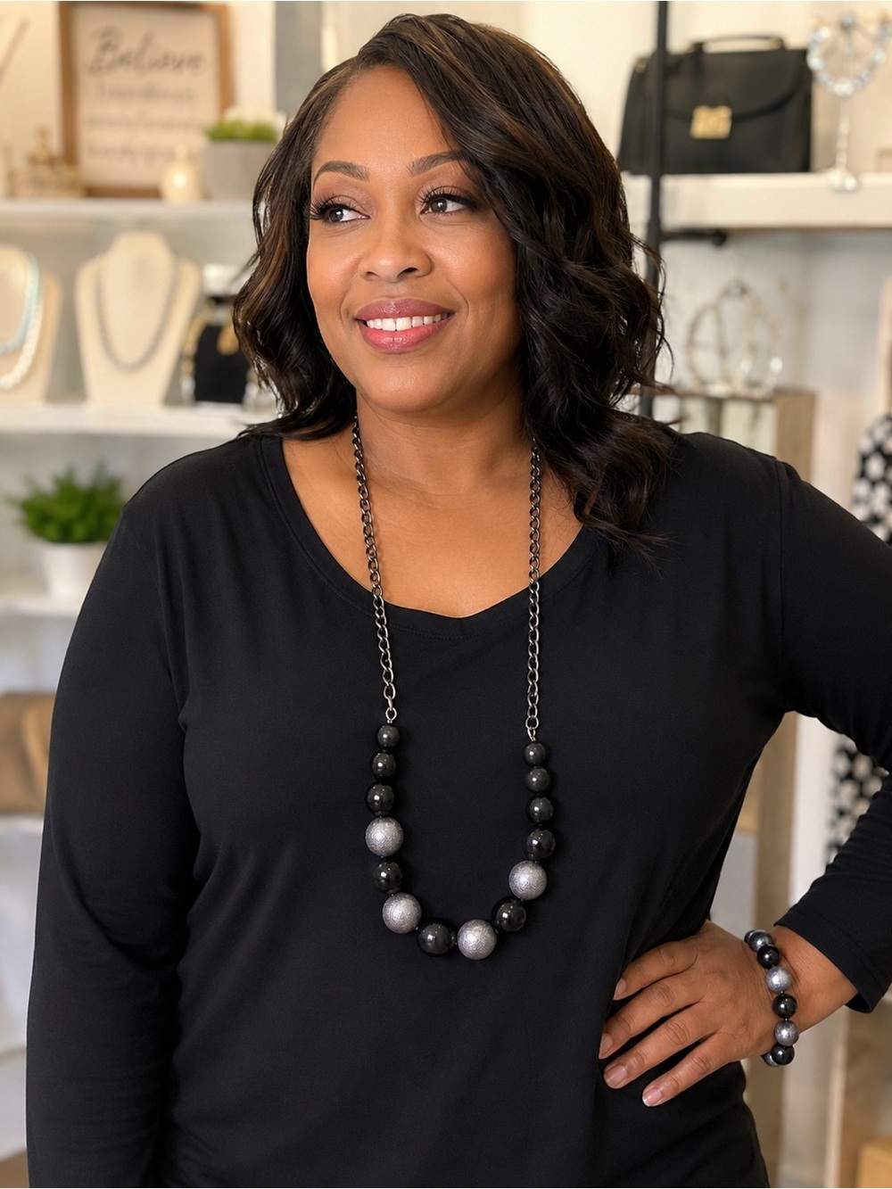 Paparazzi brand new without tags black/silver necklace/earring/bracelet set